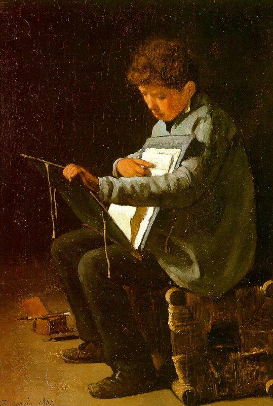 Francois Bonvin Seated Boy with a Portfolio China oil painting art